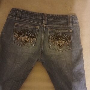 Squeeze Boot Cut Jeans with Gold Embellishments